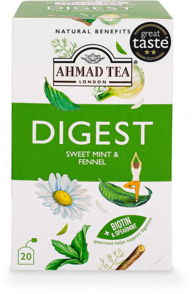 Herbata funkcjonalna w kopertach Ahmad Tea Digest Healthy Benefit, 20 sztuk x 2g