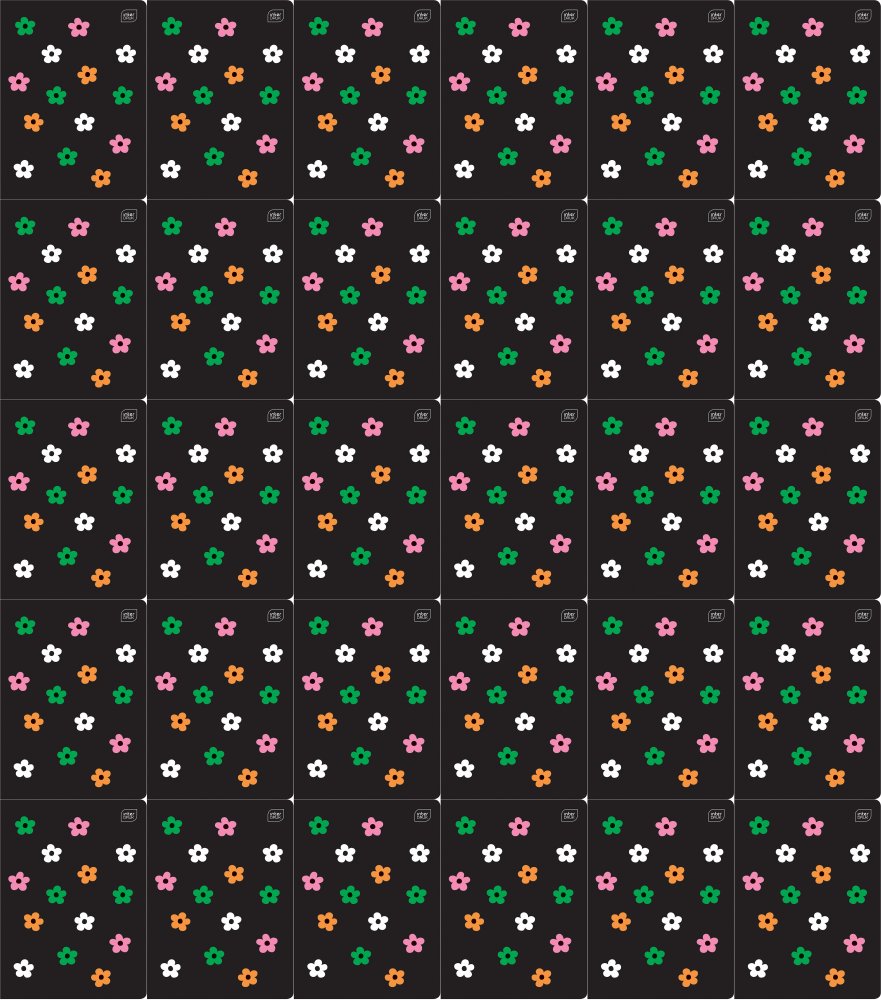 200x Zeszyt w kratkę Interdruk, A5, miękka oprawa, 32 kartki, mix wzorów