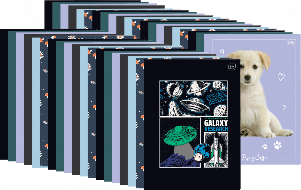 80x Zeszyt w kratkę Interdruk, A4, 32 kartki, mix wzorów