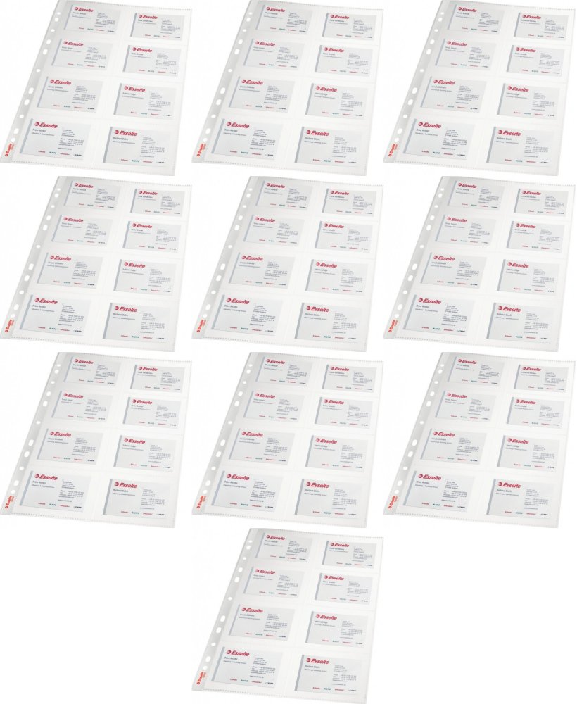 10x Koszulki na wizytówki Esselte, A4, 10 sztuk, przezroczysty