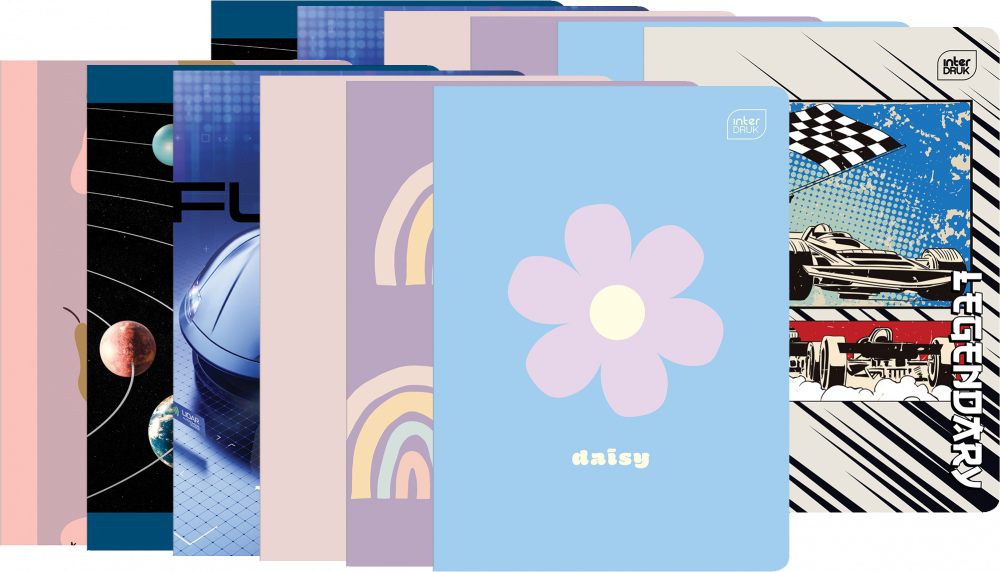 10x Zeszyt w kolorową kratkę Interdruk, A5, 32 kartki, mix wzorów