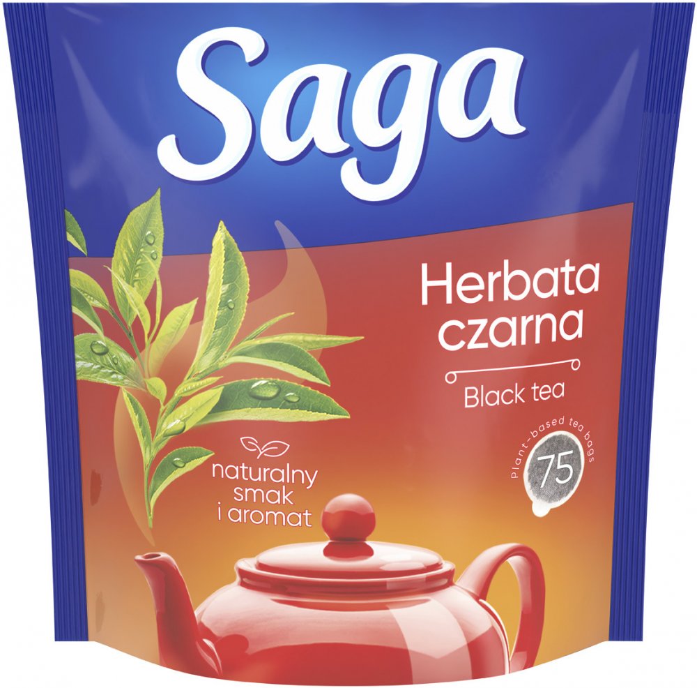 Herbata czarna w torebkach Saga, 75 sztuk x 1.4g