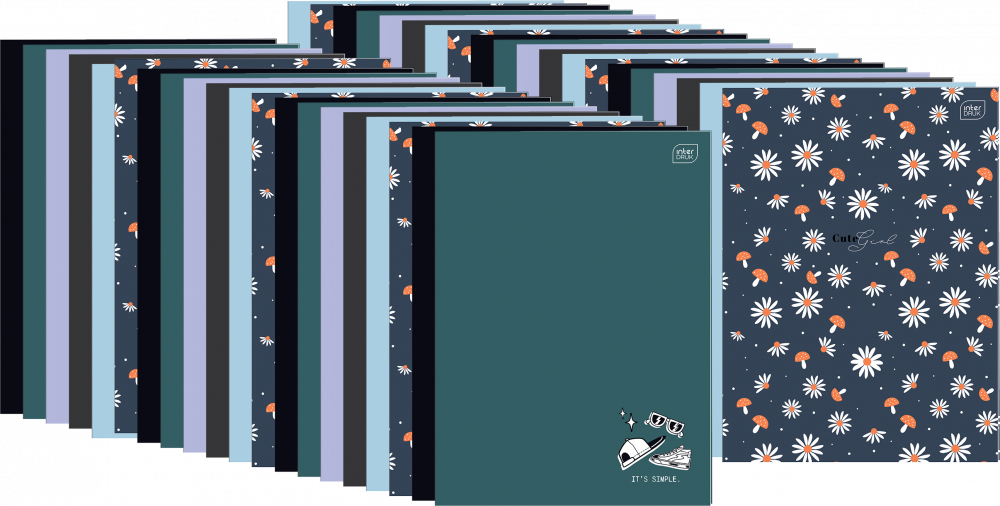 40x Zeszyt w kratkę Interdruk, A4, 32 kartki, mix wzorów