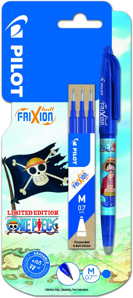 Pióro kulkowe wymazywalne Pilot Frixion Ball One Piece, 0.7mm, niebieski + wkład, 3 sztuki, niebieski