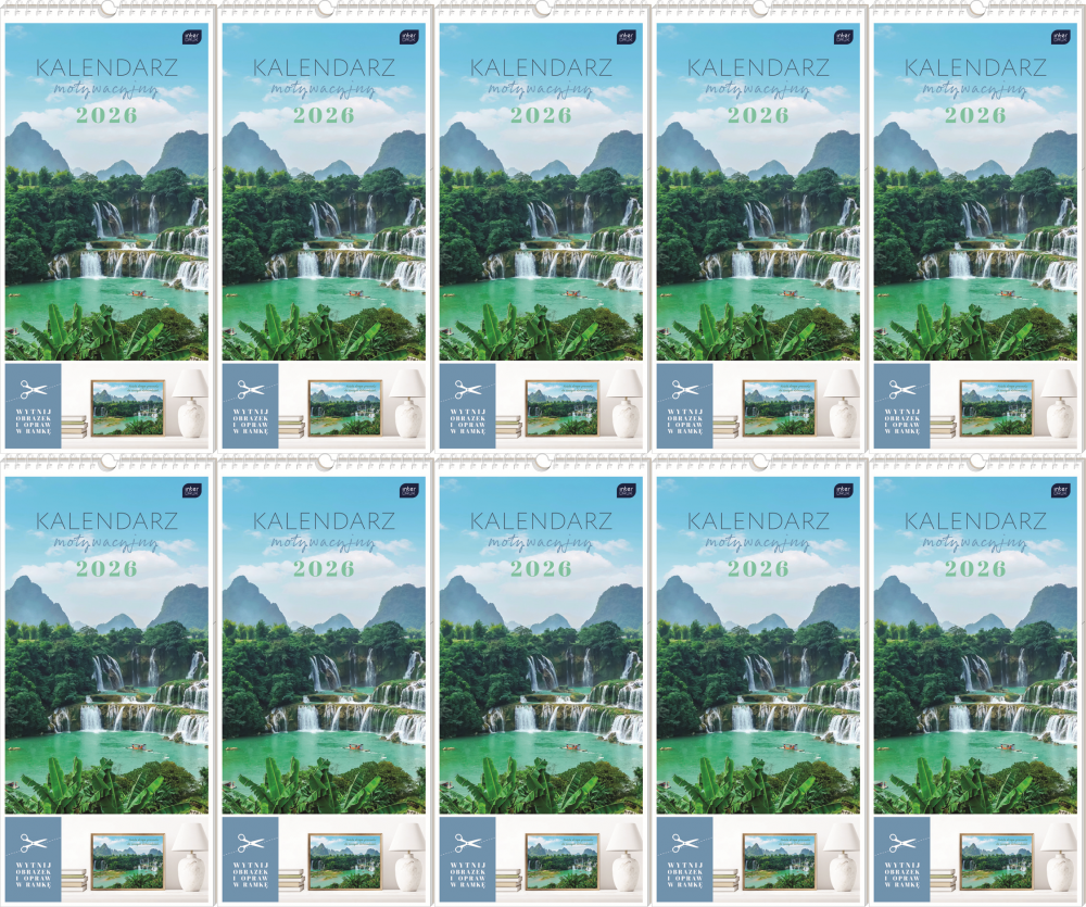10x Kalendarz ścienny 2026, Interdruk, 22x46cm, miesięczny, Widoki