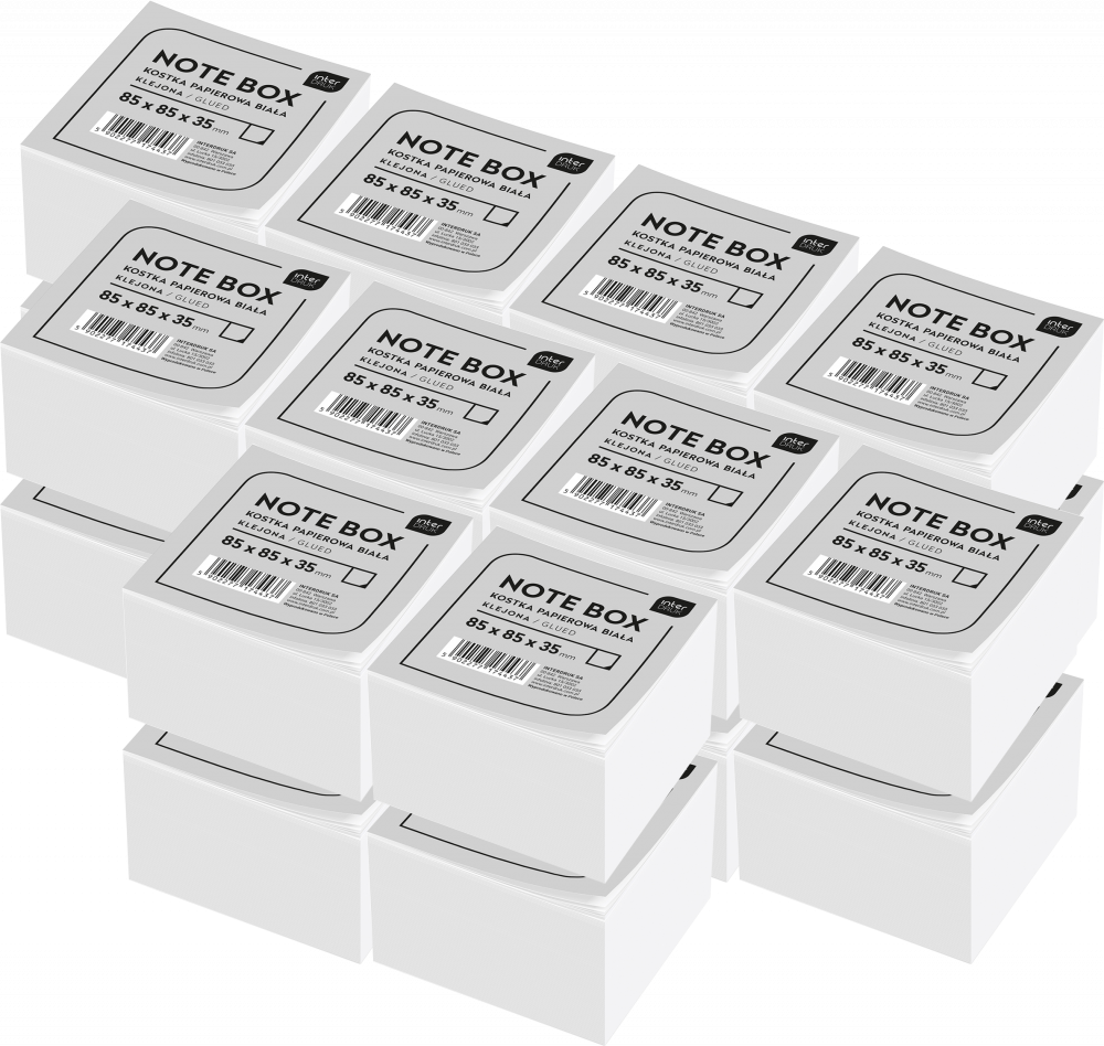 20x Karteczki do notatek Interdruk, klejone, 85x85x35mm, 350 kartek, biały