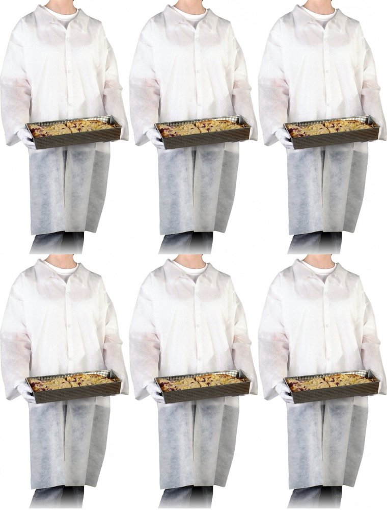 6x Fartuch ochronny Reis Flab, rozmiar XL, biały