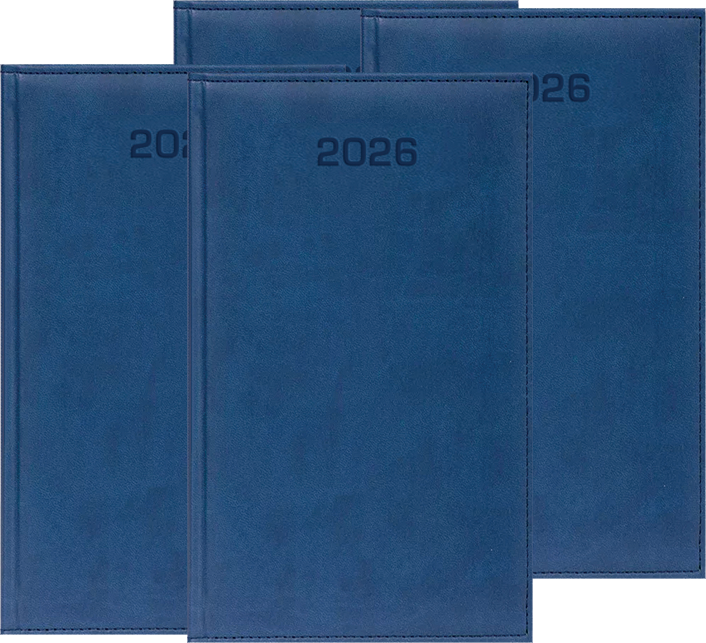 4x Kalendarz książkowy 2026, kieszonkowy, Udziałowiec, Lux, 92x155mm, tygodniowy, granatowy