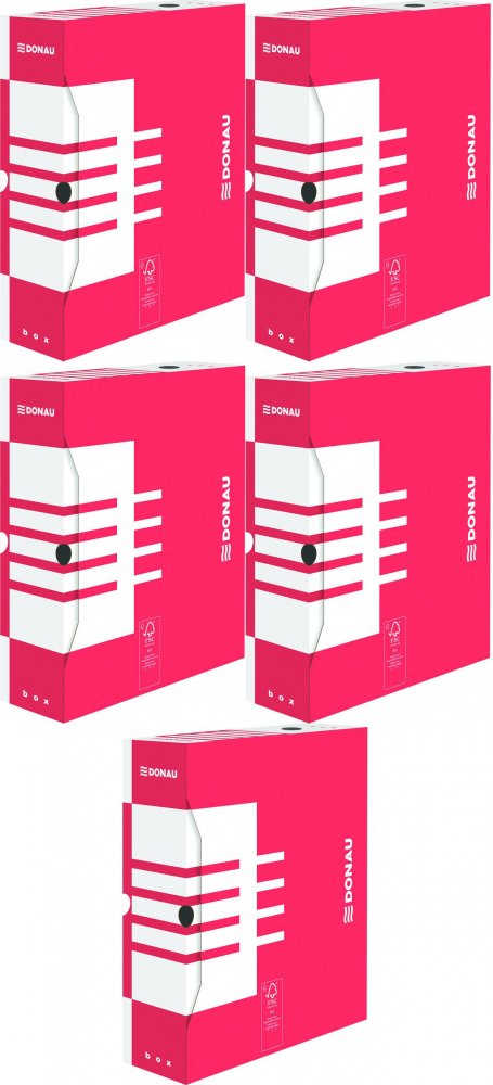 5x Pudło archiwizacyjne Donau, do luźnych dokumentów, 100mm, czerwony