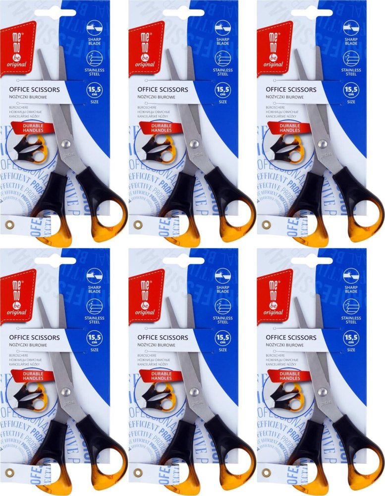 6x Nożyczki biurowe MemoBe, 15.5cm, bursztynowy