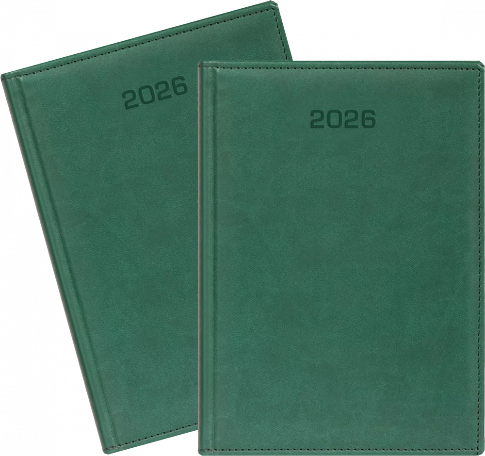 2x Kalendarz książkowy 2026, Udziałowiec, Biznesowy, A4, dzienny, zielony