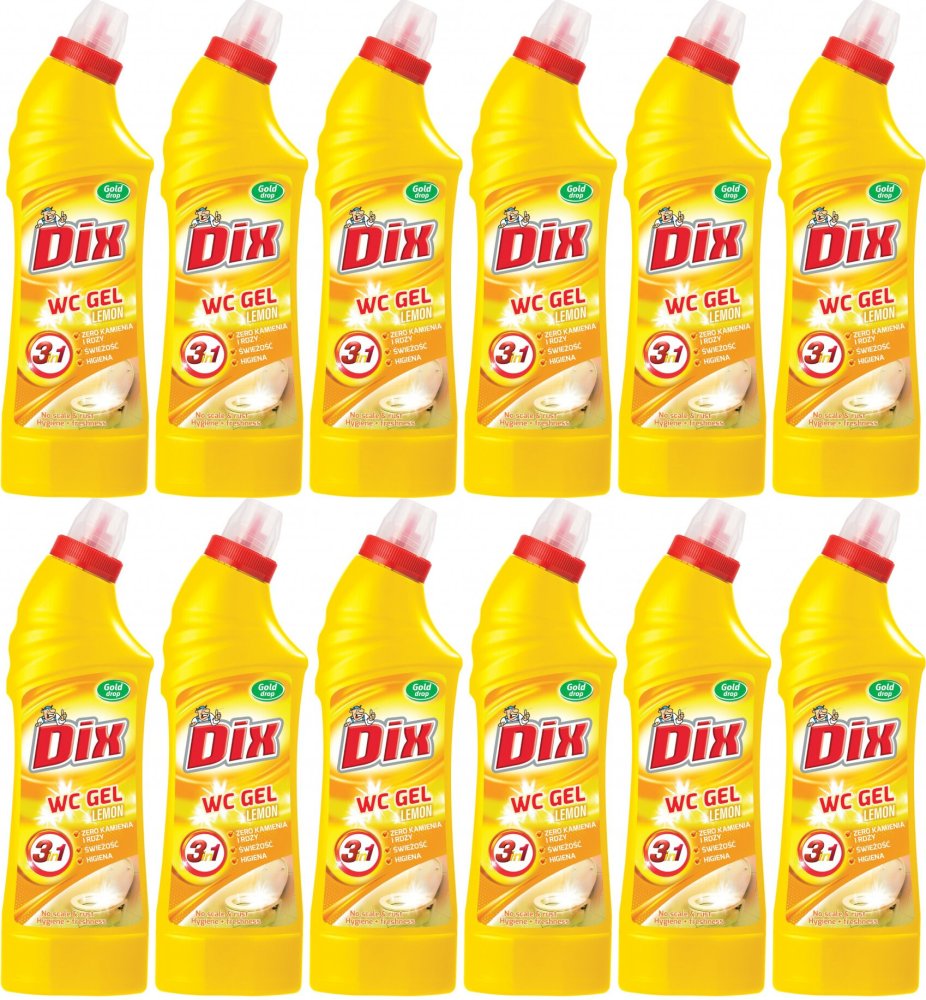 12x Żel do czyszczenia WC Gold Drop Dix, cytrynowy, 0.75l