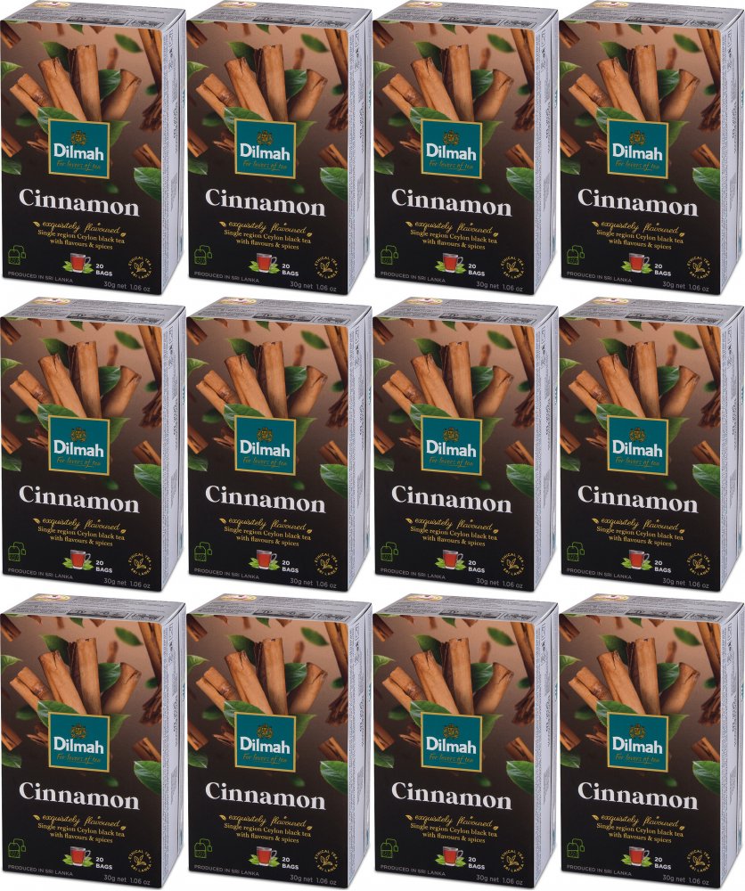 12x Herbata czarna aromatyzowana w torebkach Dilmah Cinnamon, cynamon, 20 sztuk x 1.5g
