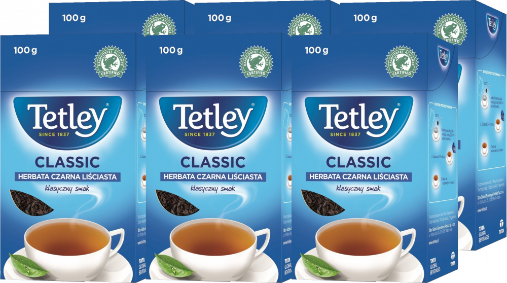 6x Herbata czarna liściasta Tetley Classic, 100g