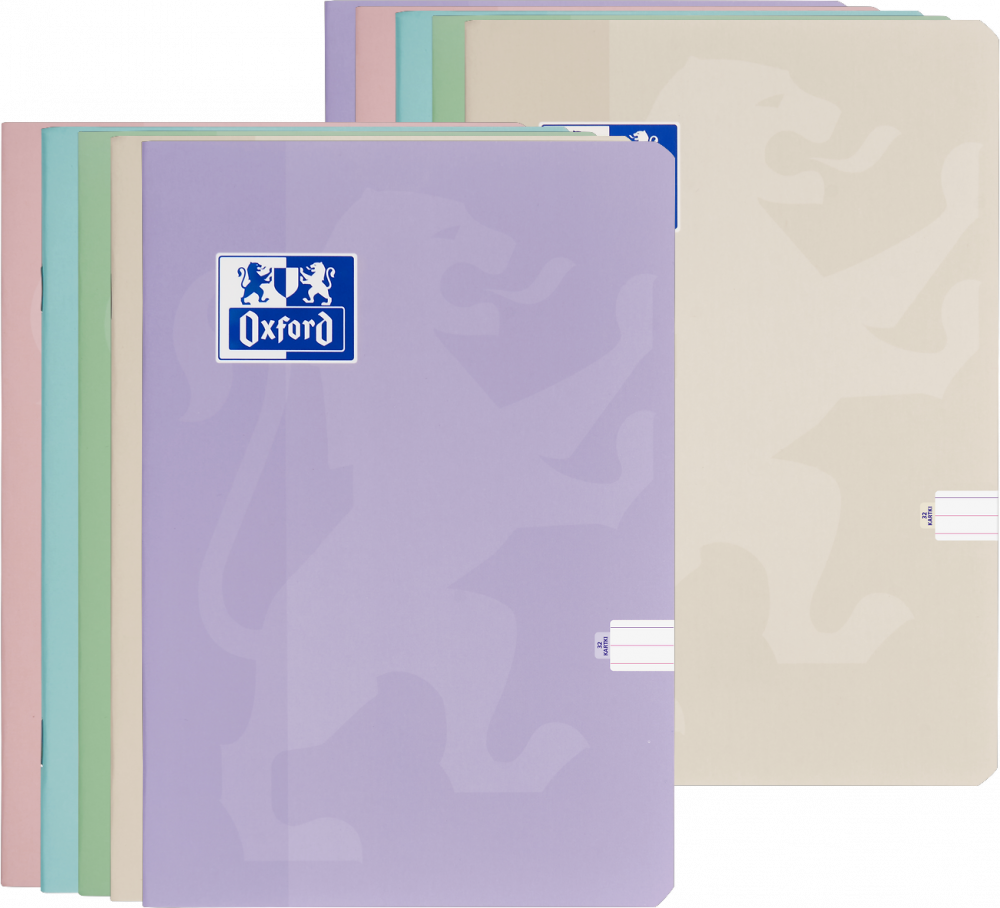 10x Zeszyt w wąskie kolorowe linie Oxford Touch Pastel, A5, miękka oprawa, 32 kartki, mix kolorów pastelowych