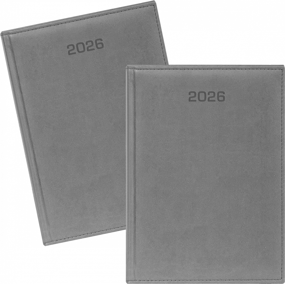 2x Kalendarz książkowy 2026, Udziałowiec, Biznesowy, A4, dzienny, szary