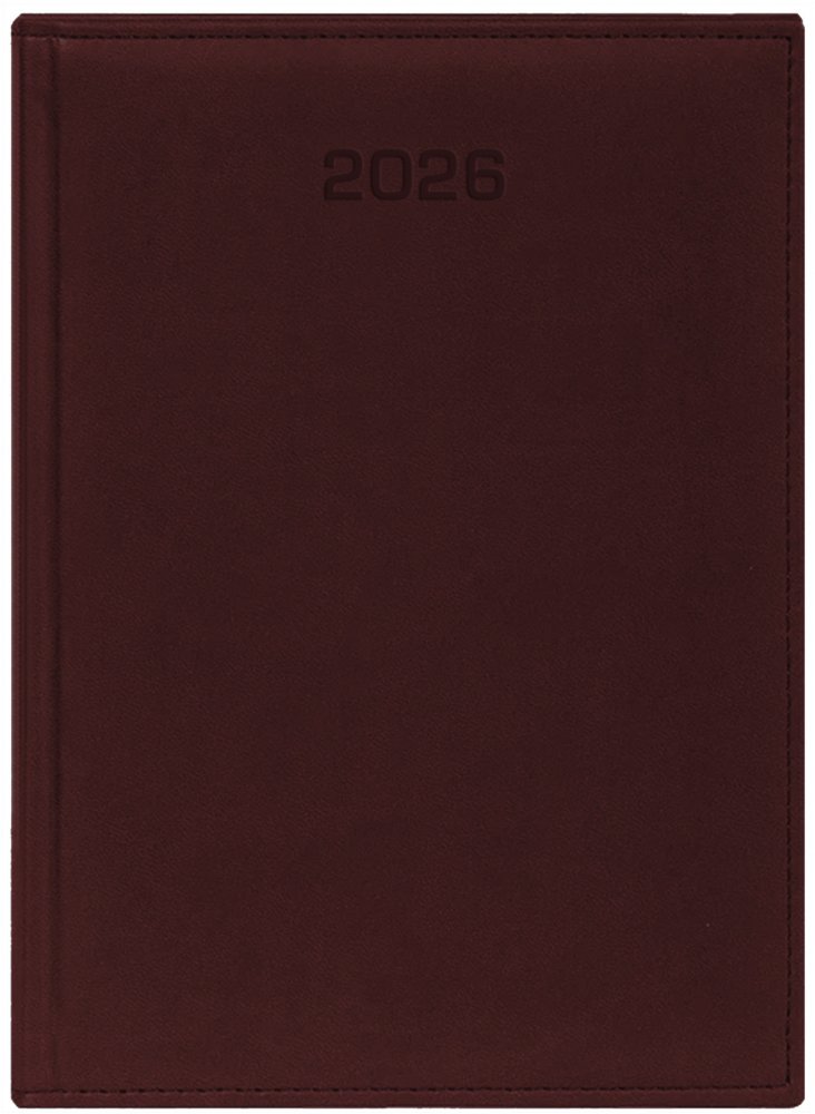 Kalendarz książkowy 2026, Udziałowiec, Biznesowy, A4, dzienny, bordowy