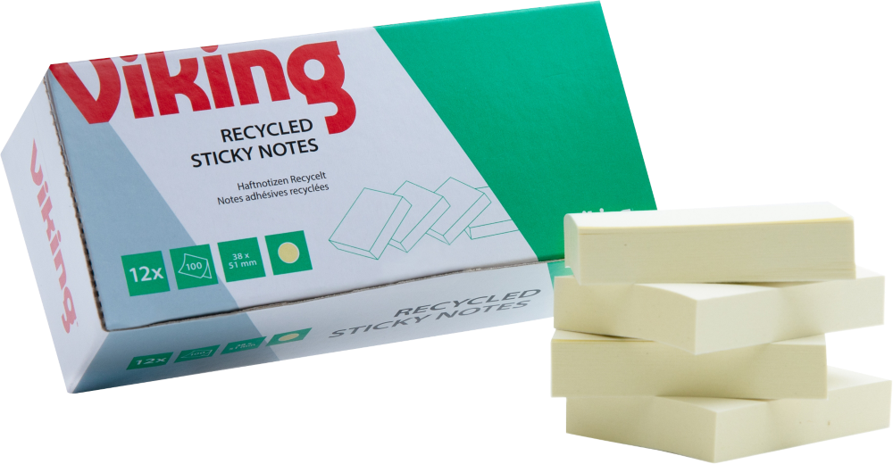 Karteczki samoprzylepne Viking, 38x50mm, 12x100 karteczek, żółty pastelowy