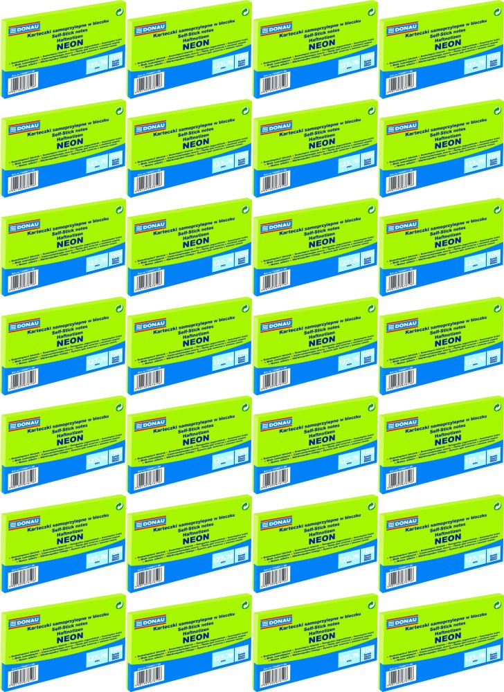 28x Notes samoprzylepny Donau 127x76mm, 100 karteczek, neonowy zielony