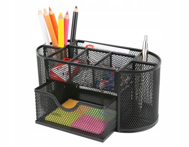 Przybornik na biurko Net Jumbo Z9087A, 8 przegród+szufladka, 220x110x104mm, czarny