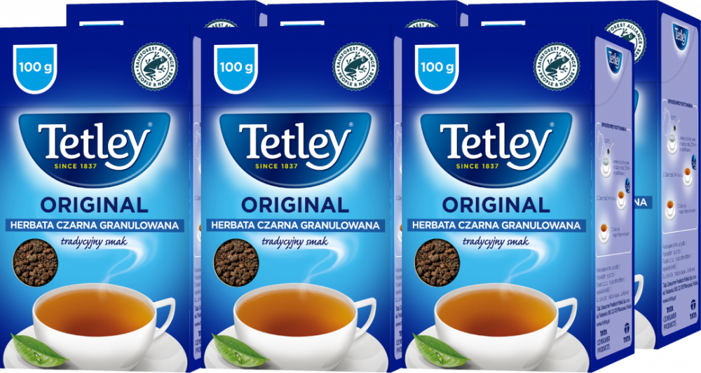 6x Herbata czarna granulowana Tetley Original, 100g