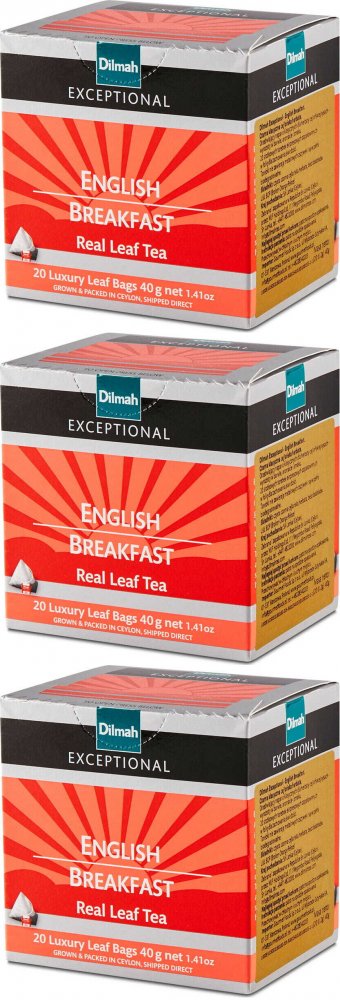 3x Herbata czarna w piramidkach Dilmah Exceptional English Breakfast, 20 sztuk x 2g