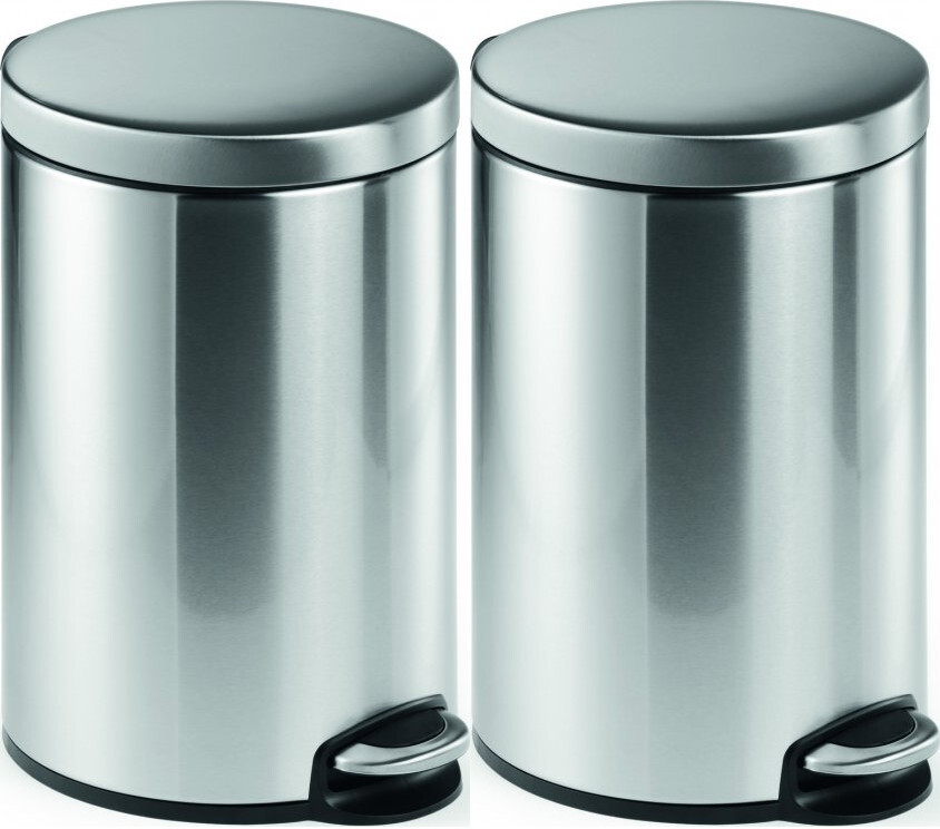 2x Kosz na śmieci Durable, z pokrywą, 12l, srebrny