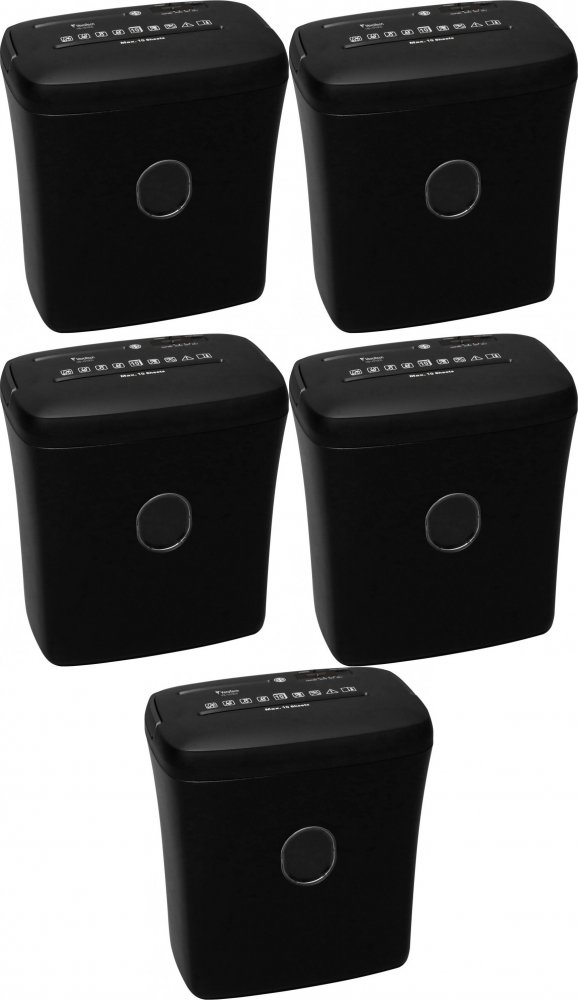 5x Niszczarka do papieru VeroTech VS-1010CC, ścinek 4x35mm, 10 kartek, P-4/O-1/T-4/E-3/F-1 DIN, czarny