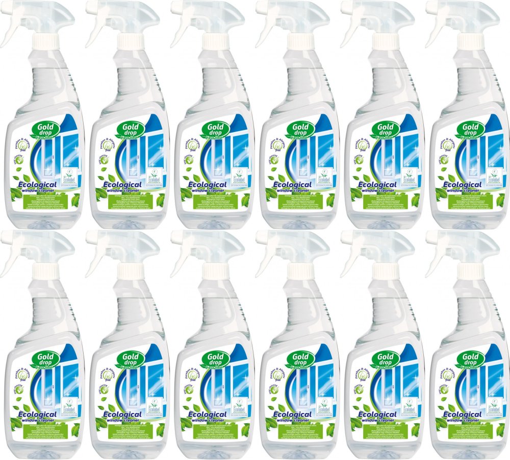 12x Płyn do mycia szyb Eco Line Gold Drop, z rozpylaczem, zielona herbata, 750ml