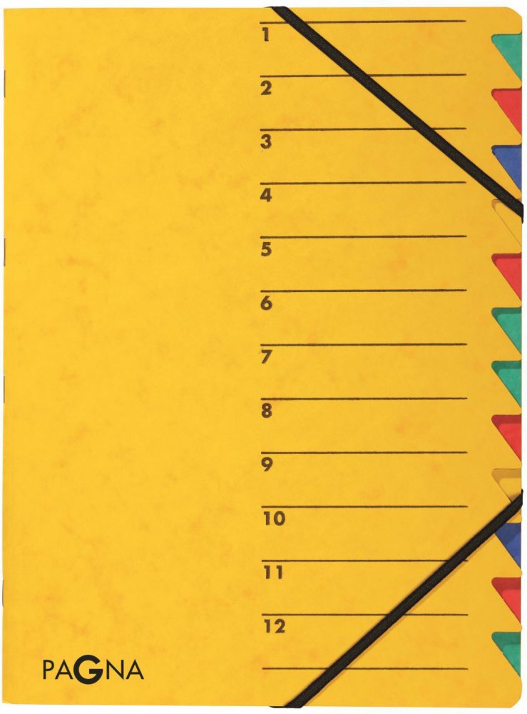 Teczka z przegródkami Pagna, A4, 12 przekładek, żółty