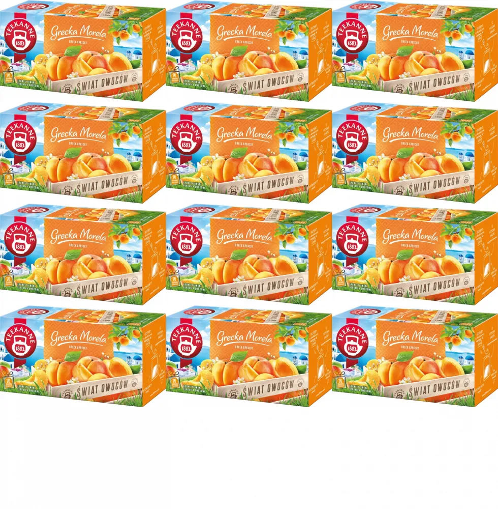 12x Herbata owocowa w kopertach Teekanne Świat owoców, Grecka Morela/Greek Apricot, 20 sztuk x 2.25g