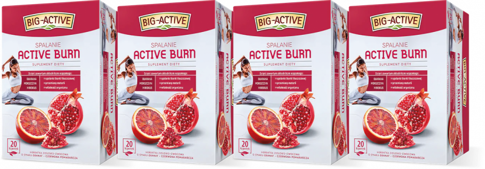 4x Herbata funkcjonalna w torebkach Big-Active Burn Spalanie, 20 sztuk x 2g
