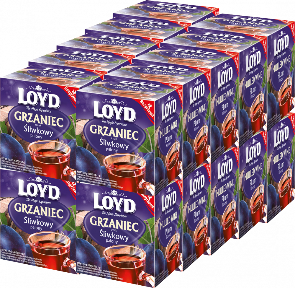 20x Herbata czarna aromatyzowana w kopertach Loyd Grzaniec, śliwkowy, 10 sztuk x 3g