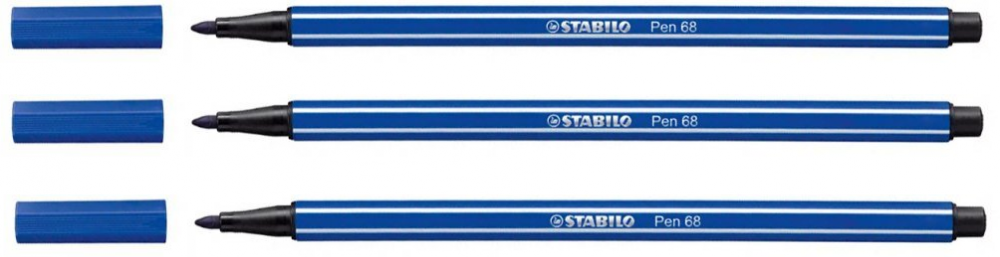 3x pisak Stabilo Pen 68/32, okrągła, 1mm, granatowy