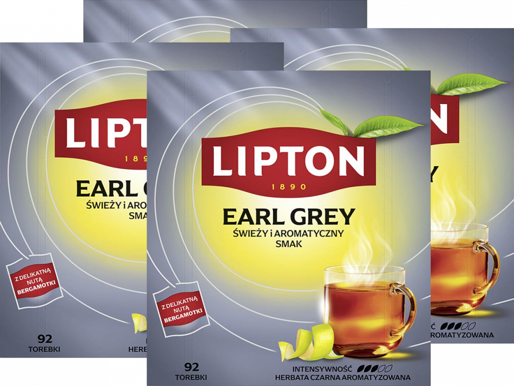 4x Herbata Earl Grey w torebkach Lipton Lemon, 92 sztuk x 2g