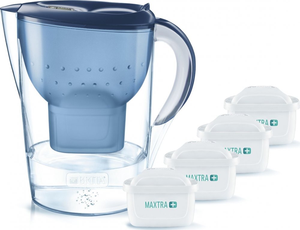 Outlet: USZKODZONE OPAKOWANIE Dzbanek filtrujący Brita Marella XL, 3.5l, niebieski + 4 wkłady Maxtra+