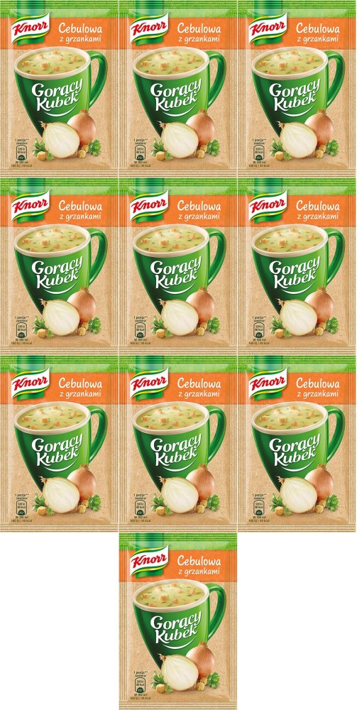 10x Zupa Knorr Gorący Kubek, cebulowa z grzankami, 17g