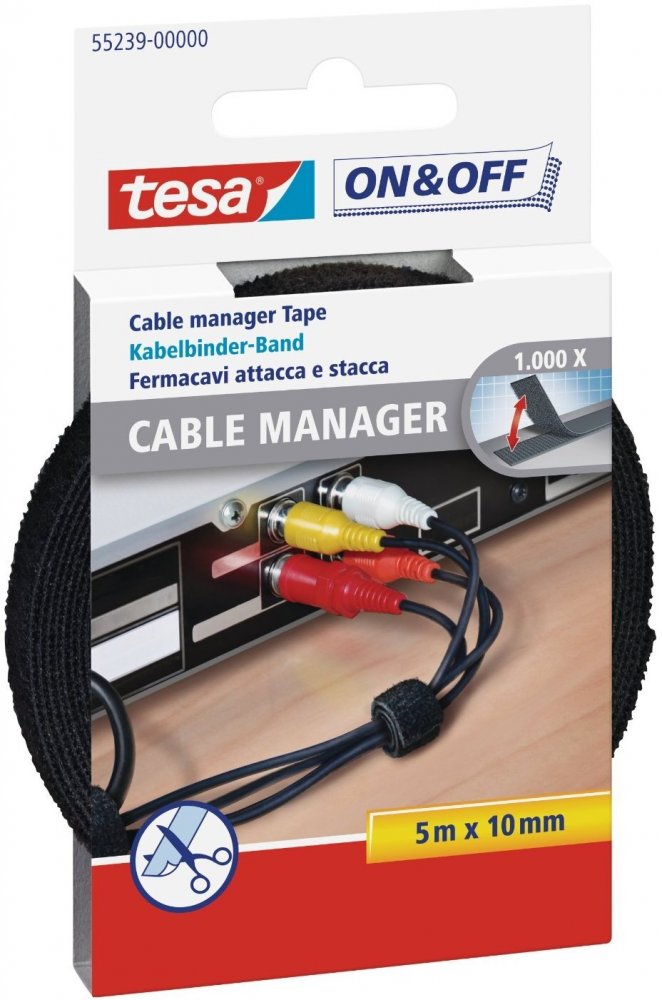 Taśma rzepowa Tesa Cable Manager, do spinania kabli, 10mmx5m, czarny