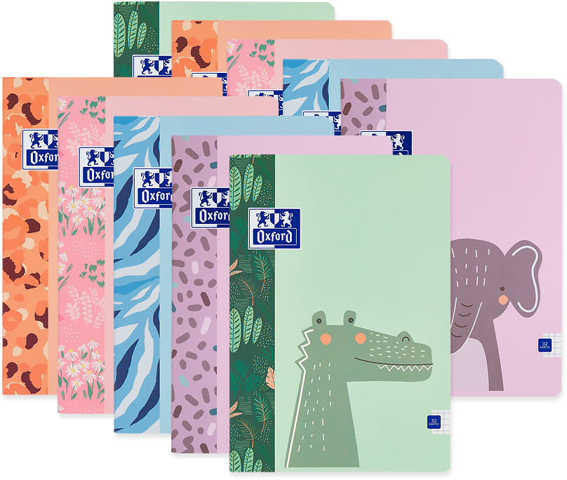 10x Zeszyt w kratkę Oxford Kids, A4, miękka oprawa, 32 kartki, mix wzorów