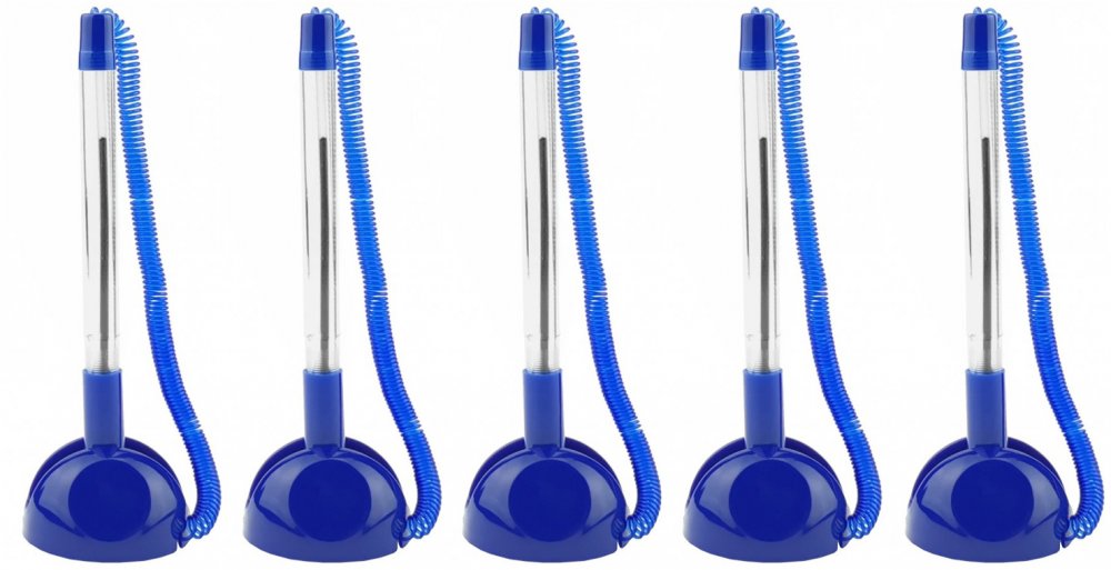 5x długopis mocowany na sprężynce D.Rect AT-04, stojący, niebieski