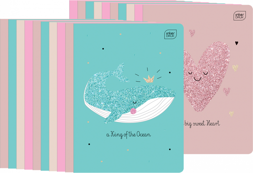 20x Zeszyt w kratkę Interdruk Glitter, A5, 32 kartki, mix wzorów