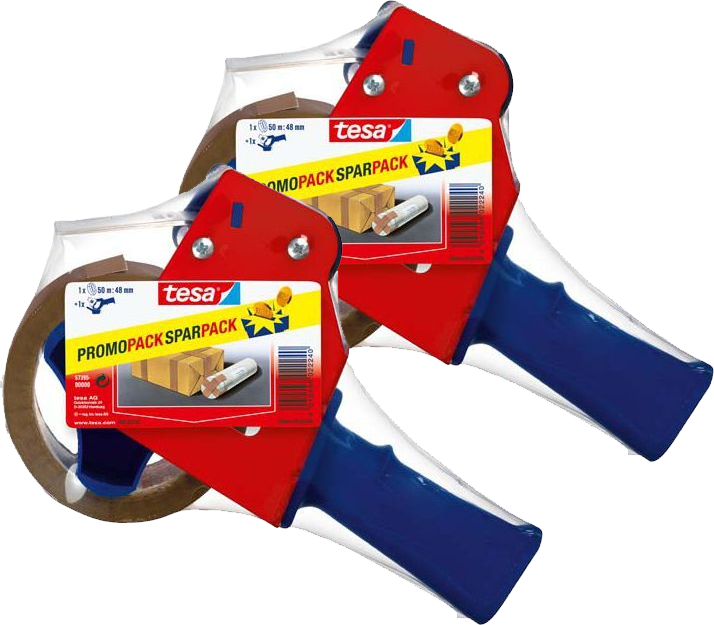 2x Dyspenser do taśmy pakowej Tesa Tape + taśma 48mmx50m, czerwono-niebieski