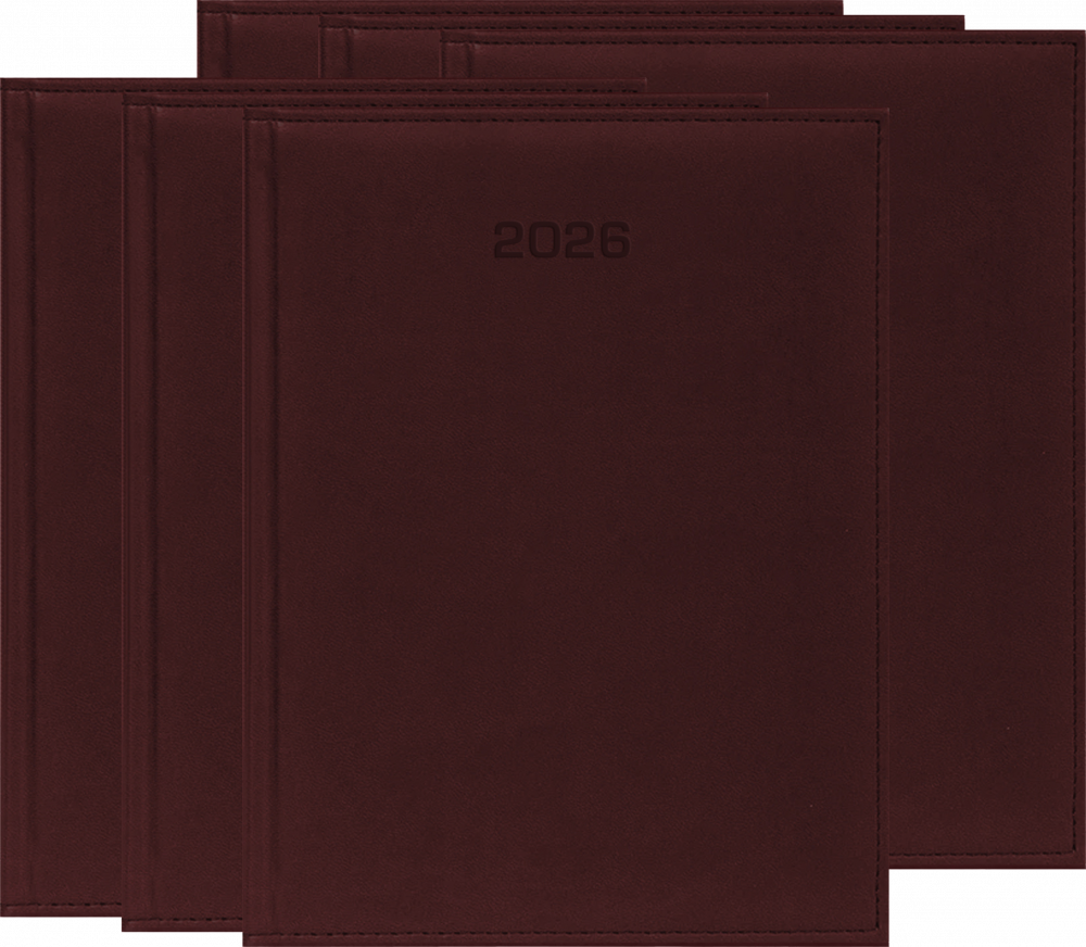 6x Kalendarz książkowy 2026, Udziałowiec, Vivella, A5, dzienny, bordowy