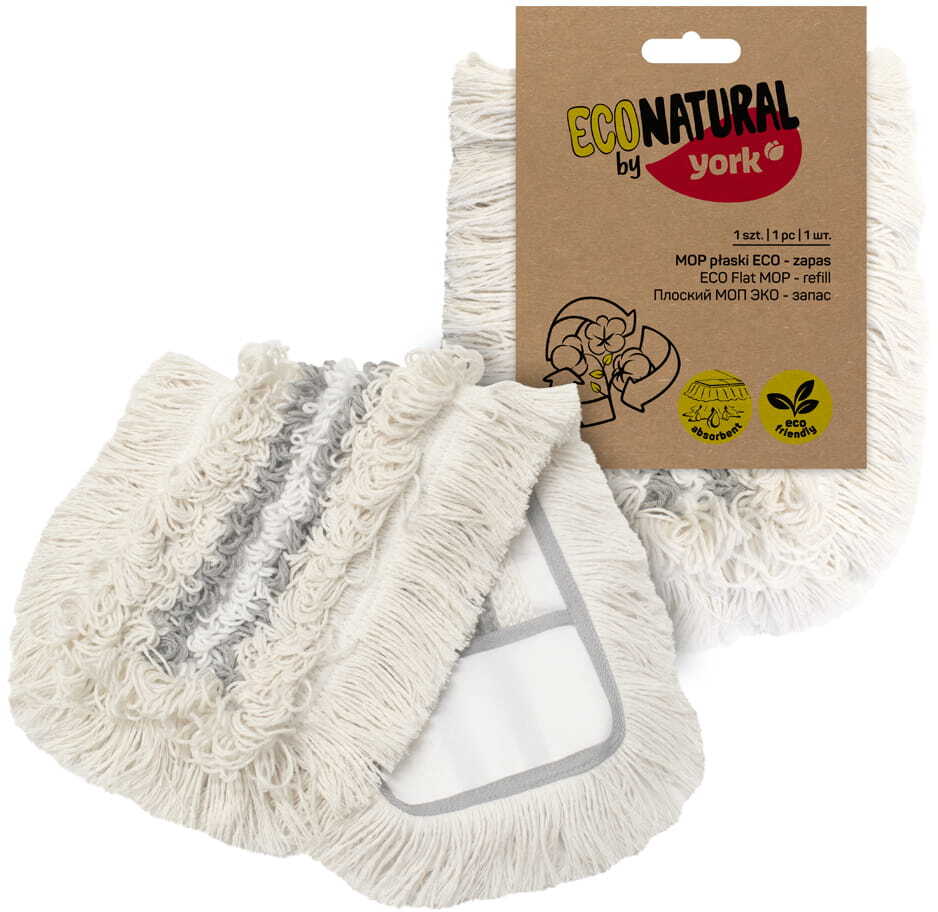 Mop płaski Eco Natural by York, 50x17cm, rozmiar płytki mopa 42x10cm, końcówka