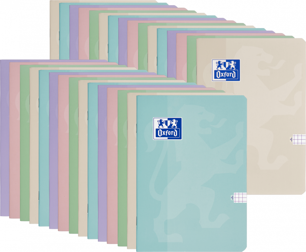 30x Zeszyt w kratkę Oxford Touch Pastel, A5, miękka oprawa, 32 kartki, mix kolorów pastelowych