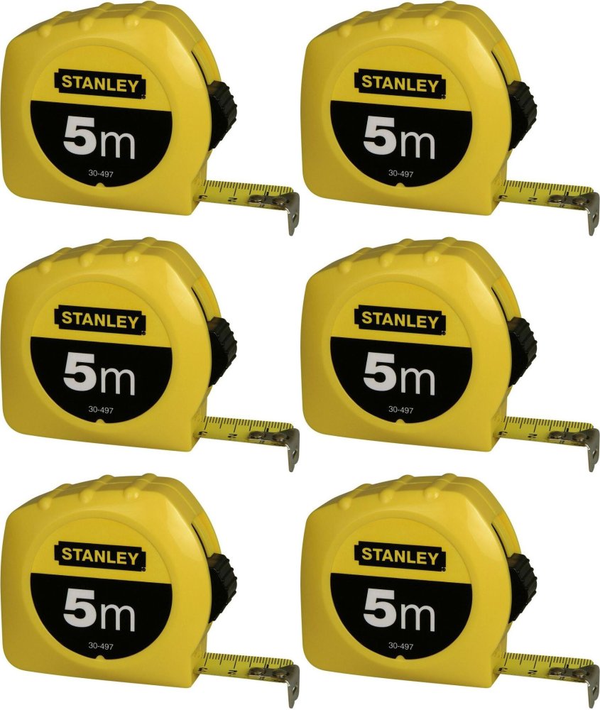 6x Miara zwijana Stanley, 19mmx5m, z blokadą, żółty