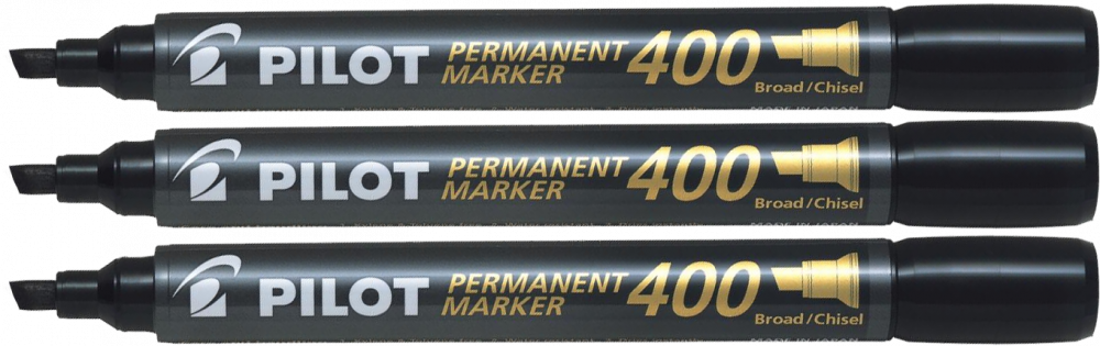 3x Marker permanentny Pilot, SCA 400, ścięta, 4.5mm, czarny