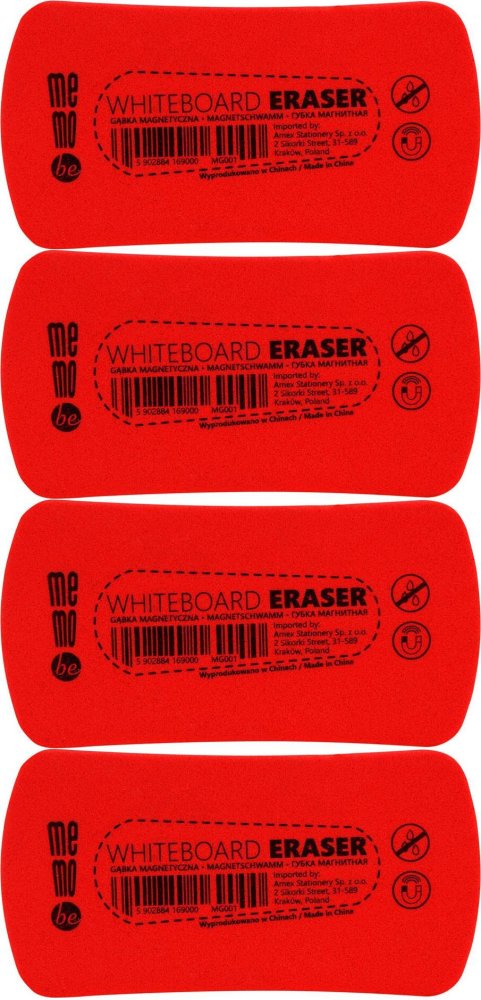 4x Gąbka magnetyczna MemoBe, czerwony
