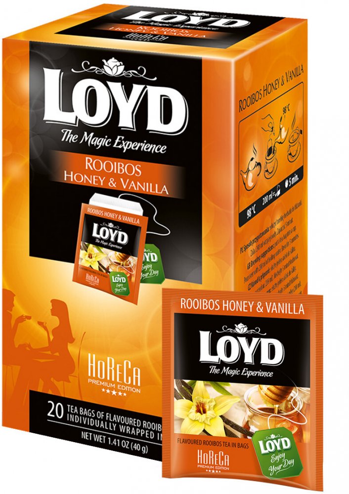 Herbata Rooibos w kopertach Loyd, miód i wanilia, 20 sztuk x 2g
