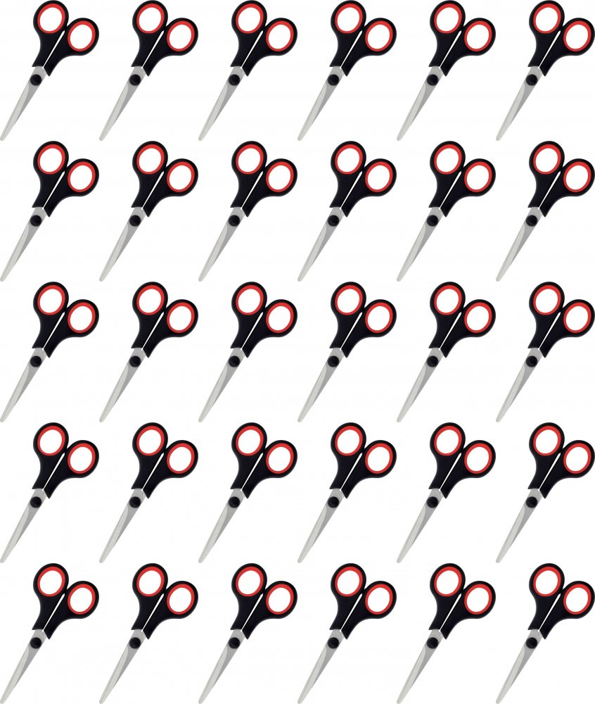 36x Nożyczki biurowe Grand Soft GR-5500, 12cm, czarno-czerwony